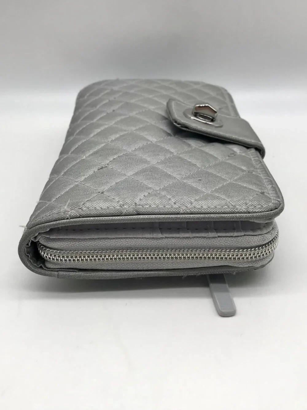 Vera Bradley Silver Microfiber RFID Turnlock Wallet